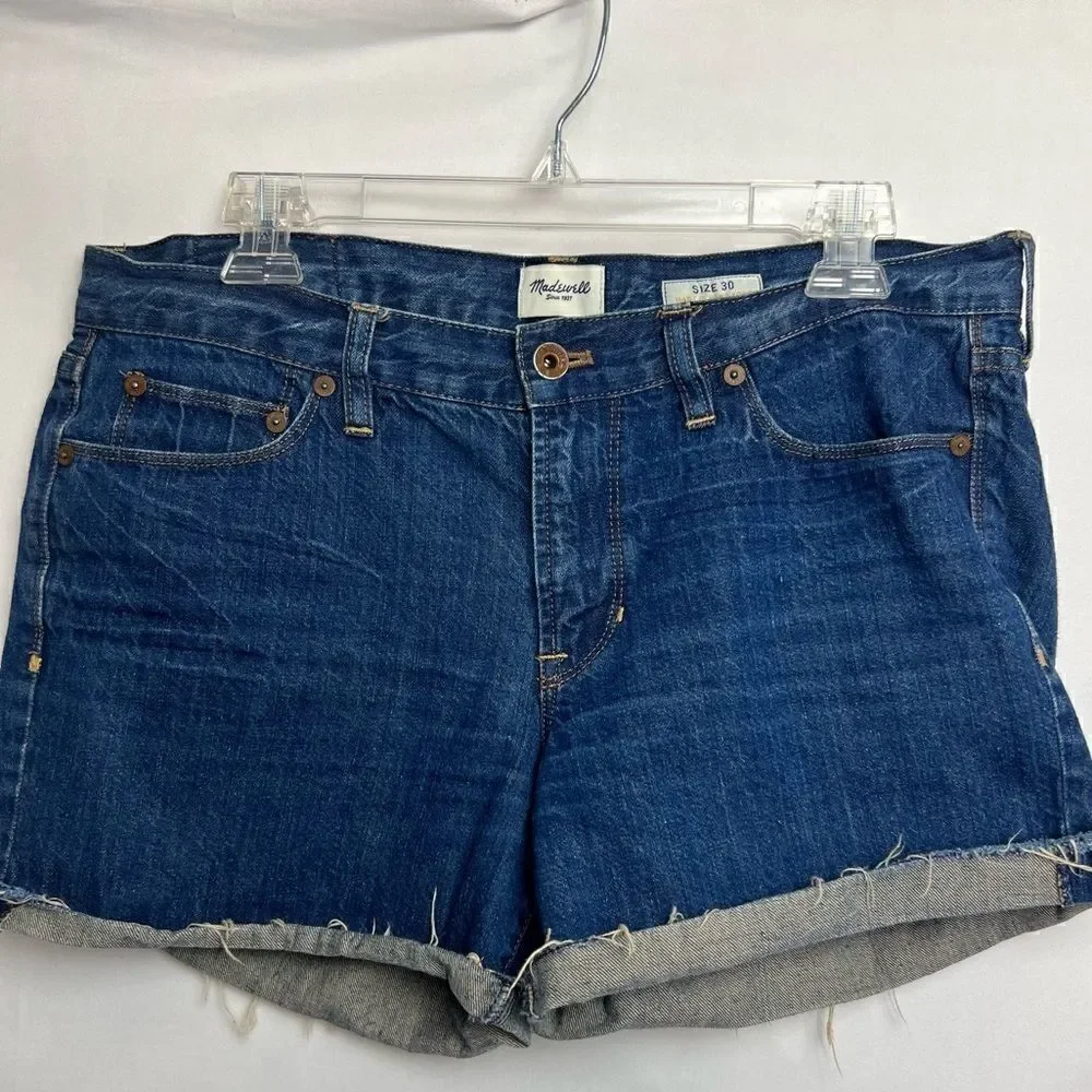 Madewell Cotton Blue Denim Cutoff jean shorts with roll hem